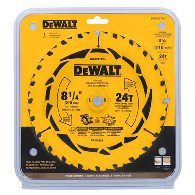 DeWalt 8-1/4 in. D X 5/8 in. Tungsten Carbide Tipped Circular Saw Blade 24 teeth