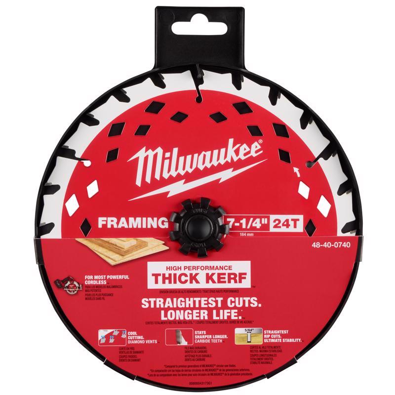 Milwaukee 7-1/4 in. D X 5/8 in. Carbide Circular Saw Blade 24 teeth