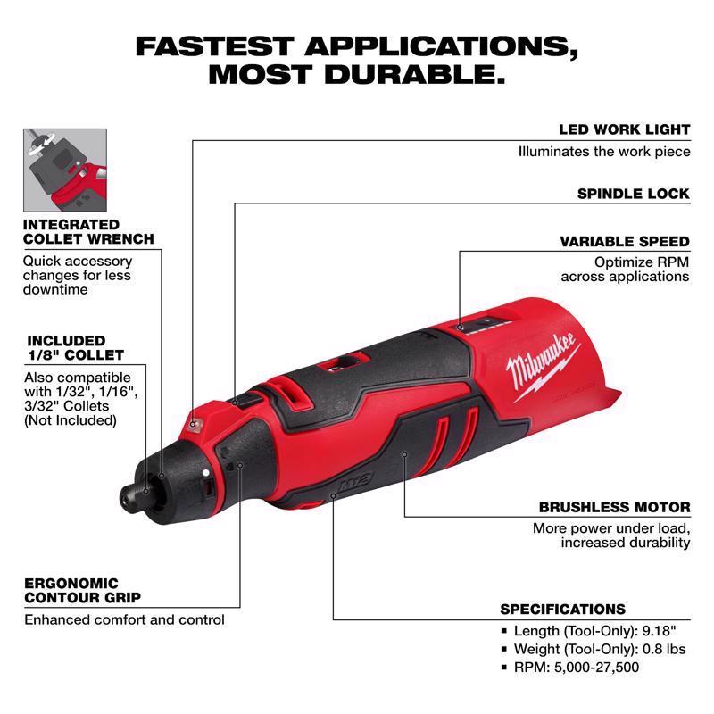 Milwaukee M12 Brushless Cordless Rotary Tool Tool Only