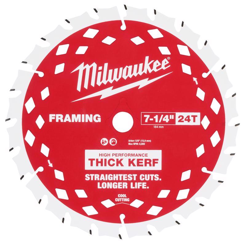 Milwaukee 7-1/4 in. D X 5/8 in. Carbide Circular Saw Blade Set 24 teeth