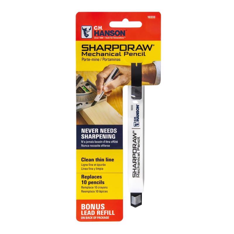 C.H. Hanson SharpDraw 7 in. L Mechanical Carpenter Pencil w/refill Snap-Off Pencil Blade White