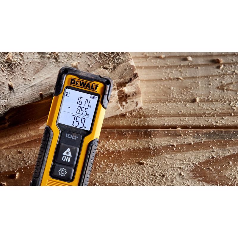 DeWalt 6.5 in. L X 3.8 in. W Laser Distance Measurer 100 ft. Black/Yellow