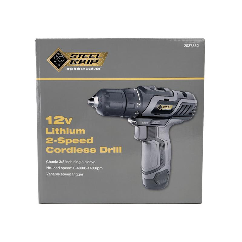 Steel Grip 12V 3/8 in. Brushed Cordless Compact Drill Kit (Battery)