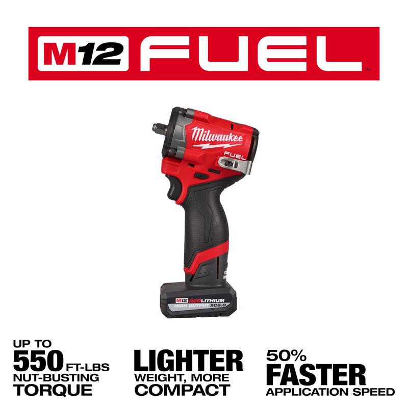 Milwaukee M12 3/8 in. Cordless Brushless Impact Wrench Kit (Battery & Charger)