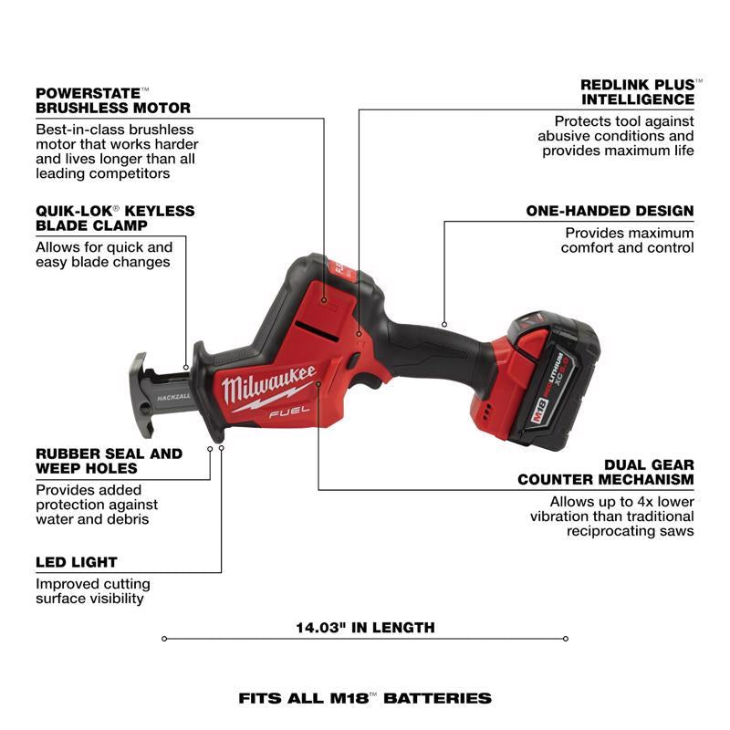 Milwaukee M18 FUEL Cordless Brushless Reciprocating Saw Kit (Battery & Charger)