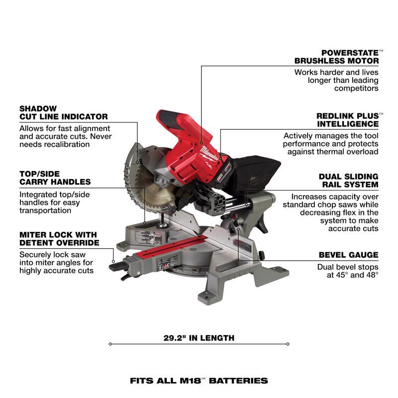 Milwaukee 18V M18 FUEL 7-1/4 in. Cordless Brushless Compound Miter Saw Kit (Battery & Charger)