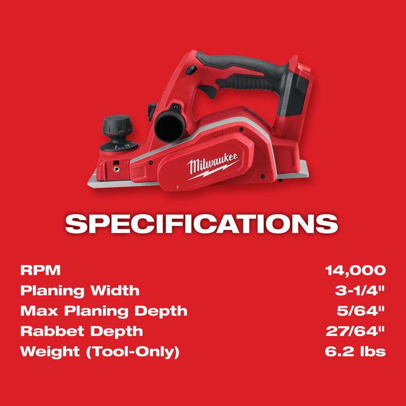 Milwaukee 18V M18 3-1/4 in. Cordless Planer Tool Only
