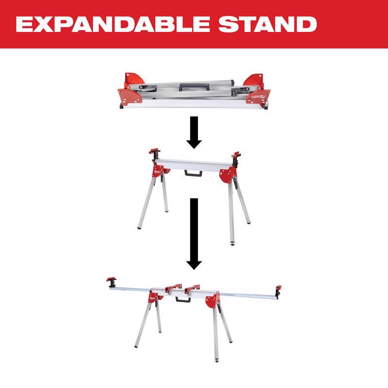 Milwaukee Aluminum 100 in. L X 32 in. H X 27 in. W Stand Miter Saw Stand 500 lb Red