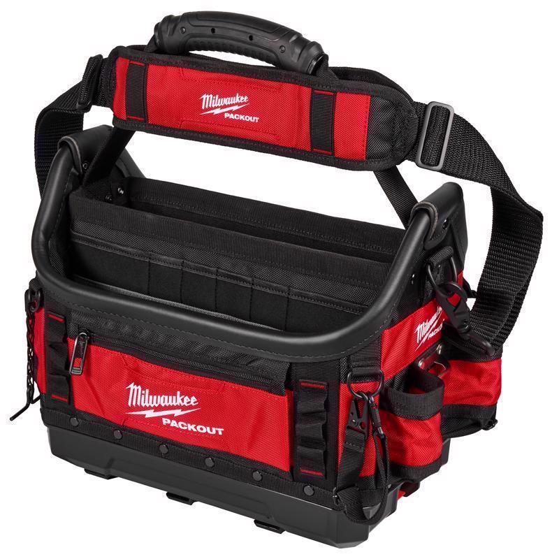 Milwaukee Packout Ballistic Polyester Structured Tote Bag 39 pocket Black/Red
