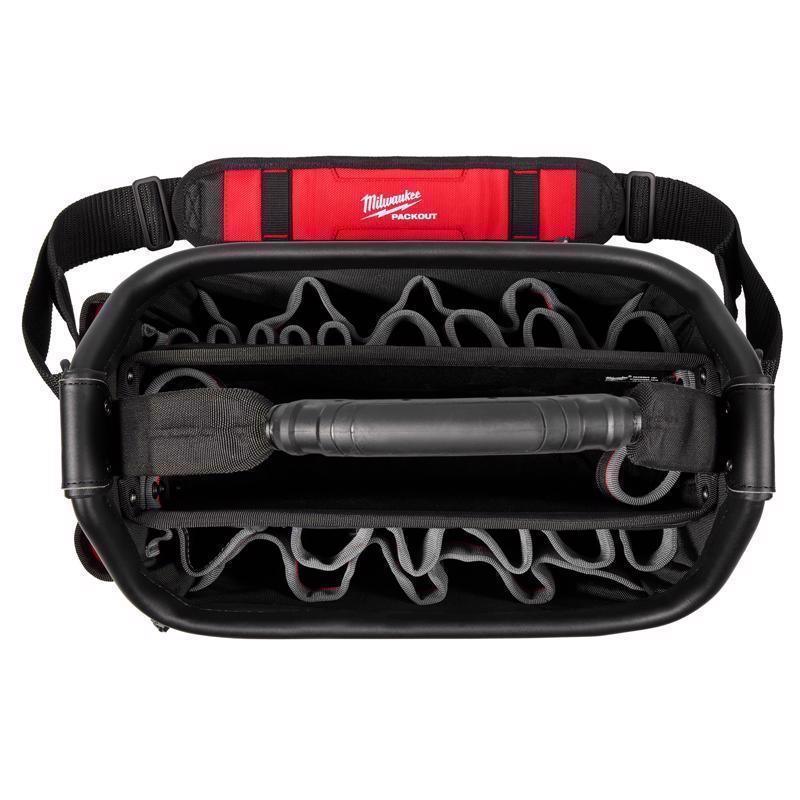 Milwaukee Packout Ballistic Polyester Structured Tote Bag 39 pocket Black/Red