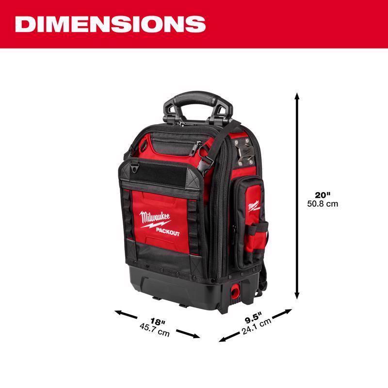 Milwaukee Packout Ballistic Polyester Structured Backpack 42 pocket Black/Red