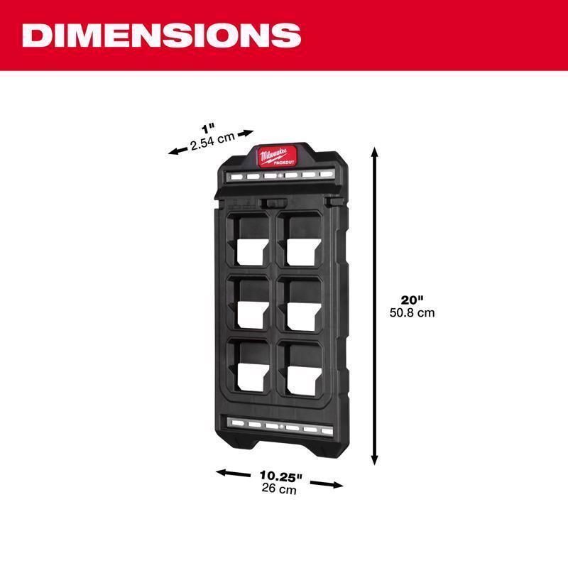 Milwaukee Packout 10.25 in. W X 20 in. H Compact Compact Wall Mounted Plate Polypropene 6 compartmen