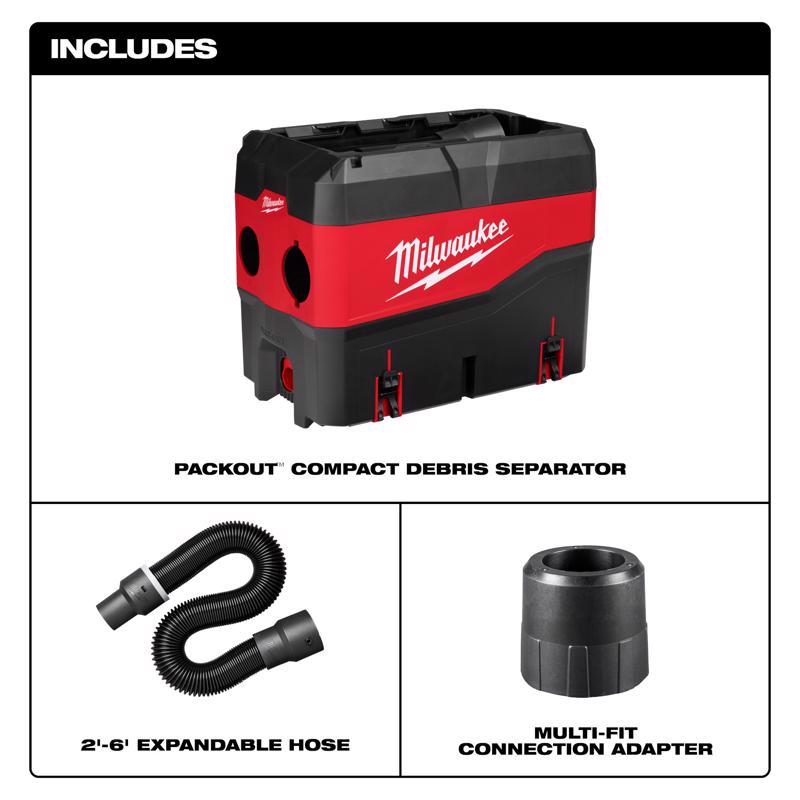 Milwaukee Packout Compact Debris Separator Wet/Dry Vac Attachment 2.5 gal