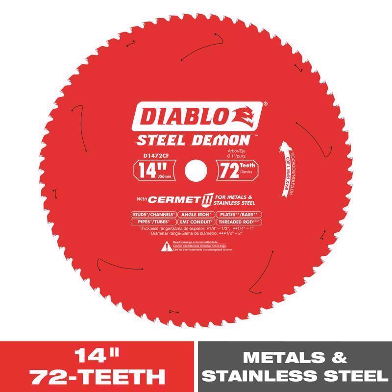 Diablo Steel Demon 14 in. D X 1 in. Medium Metal Cermet Circular Saw Blade 72 teeth