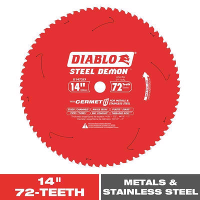 Diablo Steel Demon 14 in. D X 1 in. Medium Metal Cermet Circular Saw Blade 72 teeth
