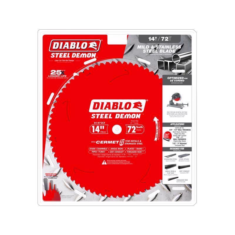 Diablo Steel Demon 14 in. D X 1 in. Medium Metal Cermet Circular Saw Blade 72 teeth