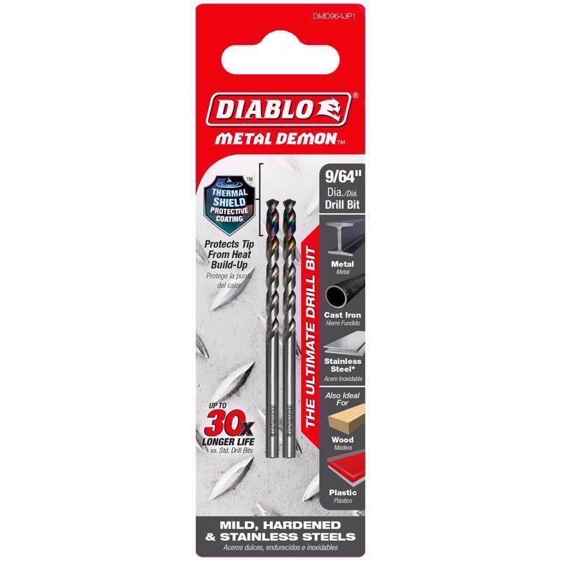 Diablo Metal Demon 9/64 in. X 2.8 in. L Metal Drill Bit 3-Flat Shank