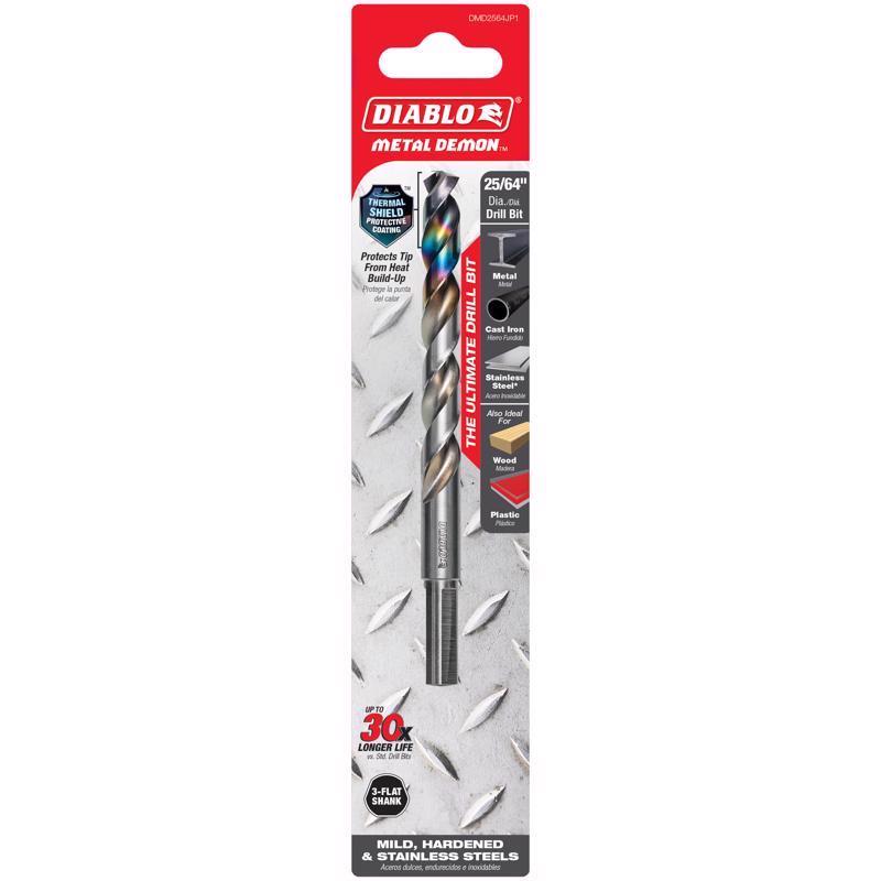 Diablo Metal Demon 25/64 in. X 5.2 in. L Stainless Steel Drill Bit 3-Flat Shank
