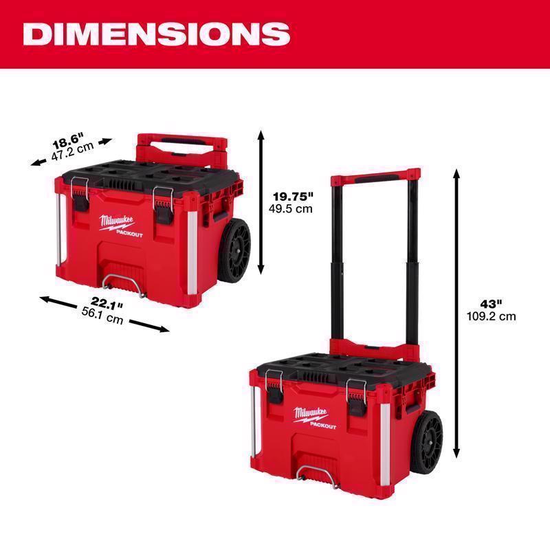 Milwaukee Packout 22 in. Rolling Low Profile Handle Tool Box Black/Red