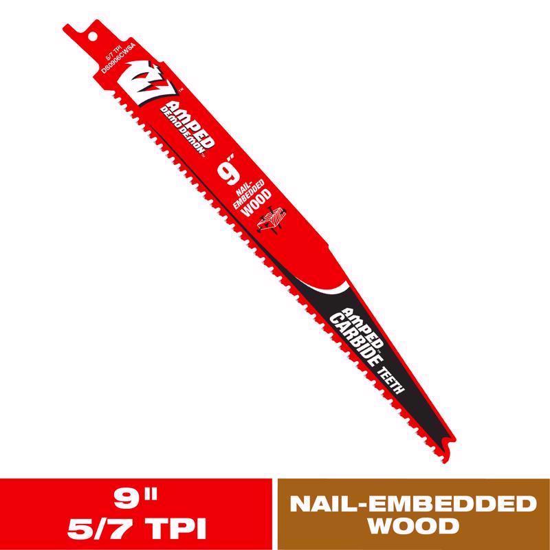 Diablo Amped Demo Demon 9 in. Carbide Tipped Reciprocating Saw Blade 5/7 TPI