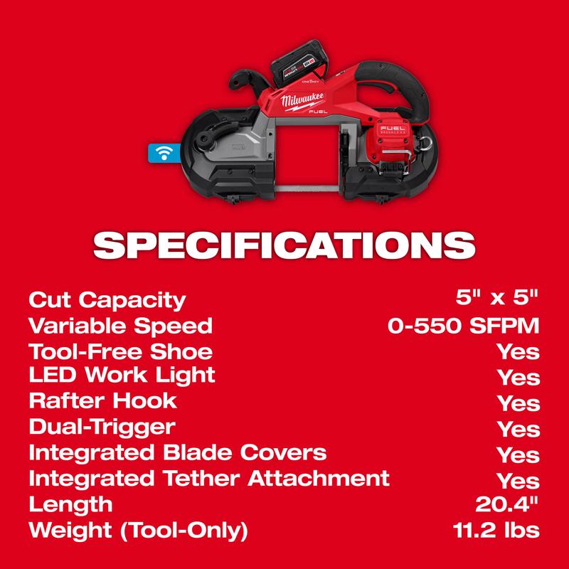 Milwaukee M18 FUEL Cordless Brushless Deep Cut Band Saw Kit (Battery & Charger)