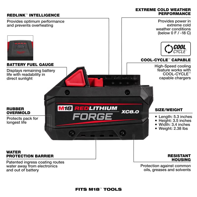 Milwaukee 18V M18 XC 8 Ah Lithium-Ion Battery and Charger Starter Kit 2 pc