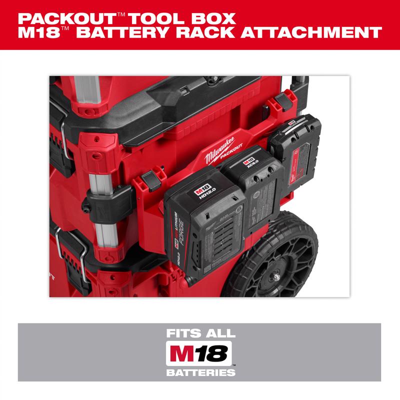 Milwaukee Packout 1.7 in. W X 2 in. H Tool Box Attachment M18 Battery Rack Black/Red
