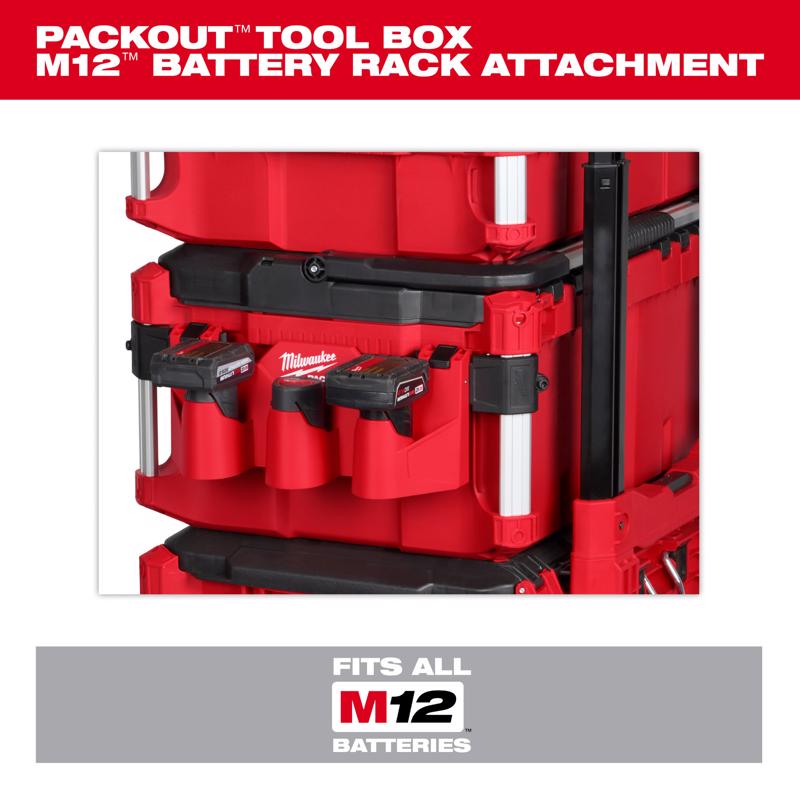 Milwaukee Packout 5.5 in. W X 6 in. H Tool Box Attachment M12 Battery Rack Black/Red