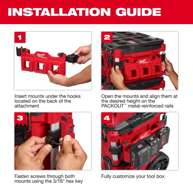 Milwaukee Packout 5.5 in. W X 6 in. H Tool Box Attachment M12 Battery Rack Black/Red