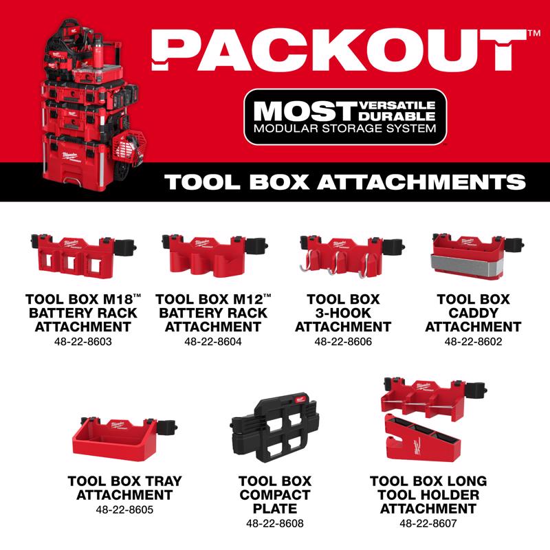Milwaukee Packout 5.5 in. W X 6 in. H Tool Box Attachment M12 Battery Rack Black/Red