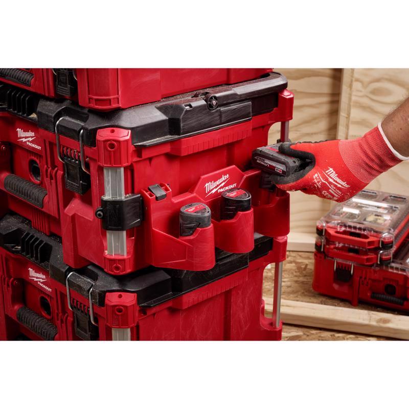 Milwaukee Packout 5.5 in. W X 6 in. H Tool Box Attachment M12 Battery Rack Black/Red