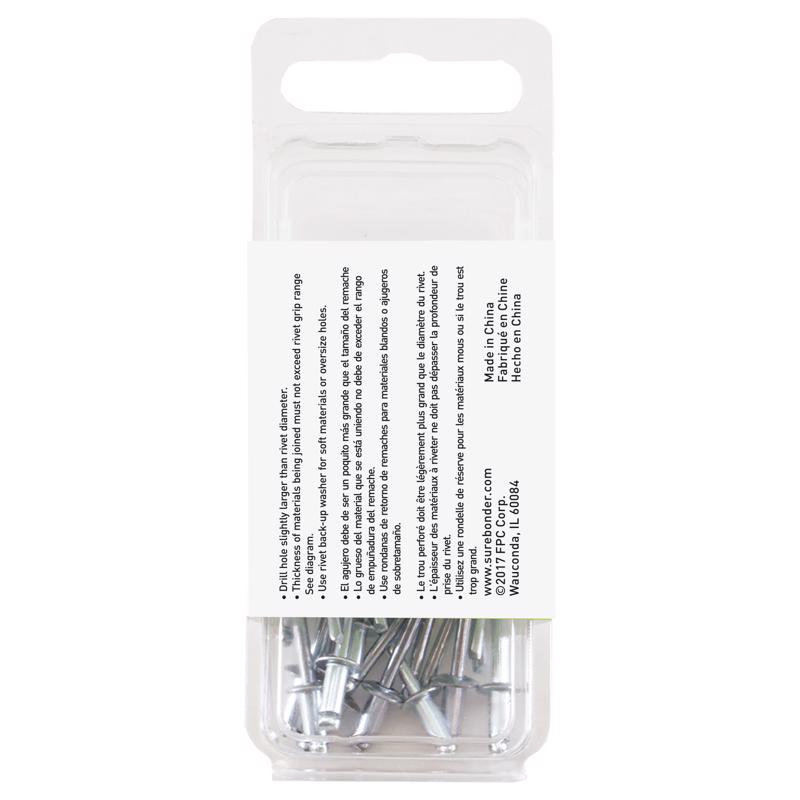 Surebonder 1/8 in. D X 1/8 in. Steel Blind Rivets Silver 25 pc