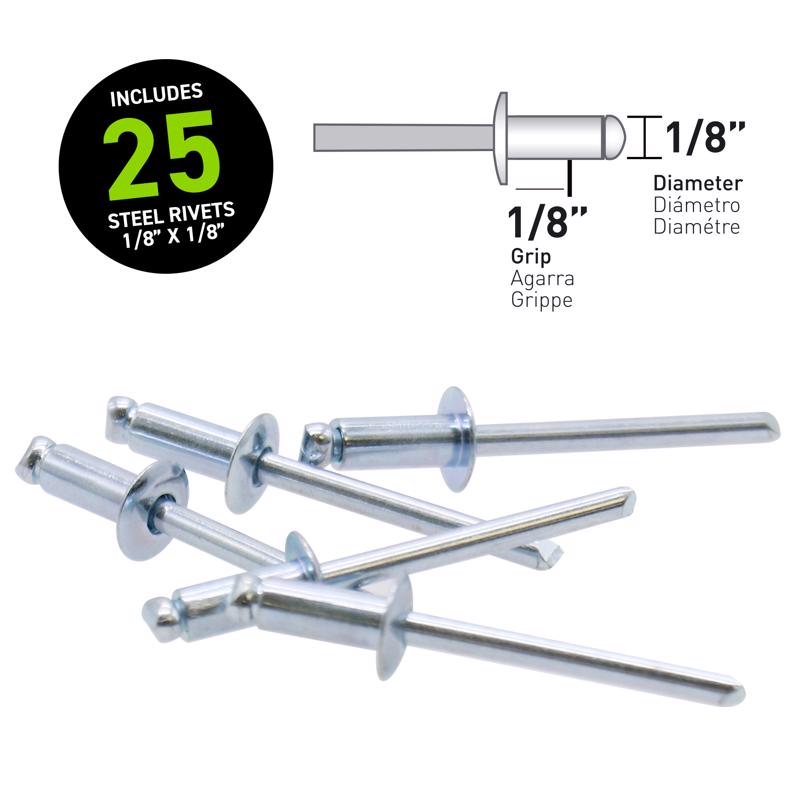 Surebonder 1/8 in. D X 1/8 in. Steel Blind Rivets Silver 25 pc