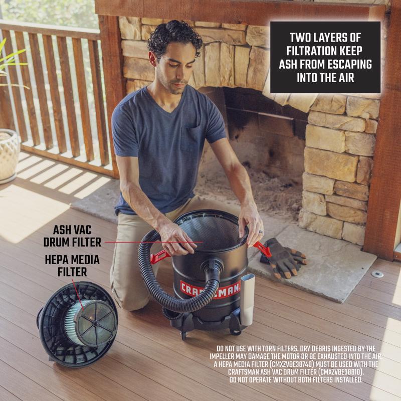 Craftsman CMXEVBE17050 5 gal Corded Ash Vacuum 7.8 amps 120 V