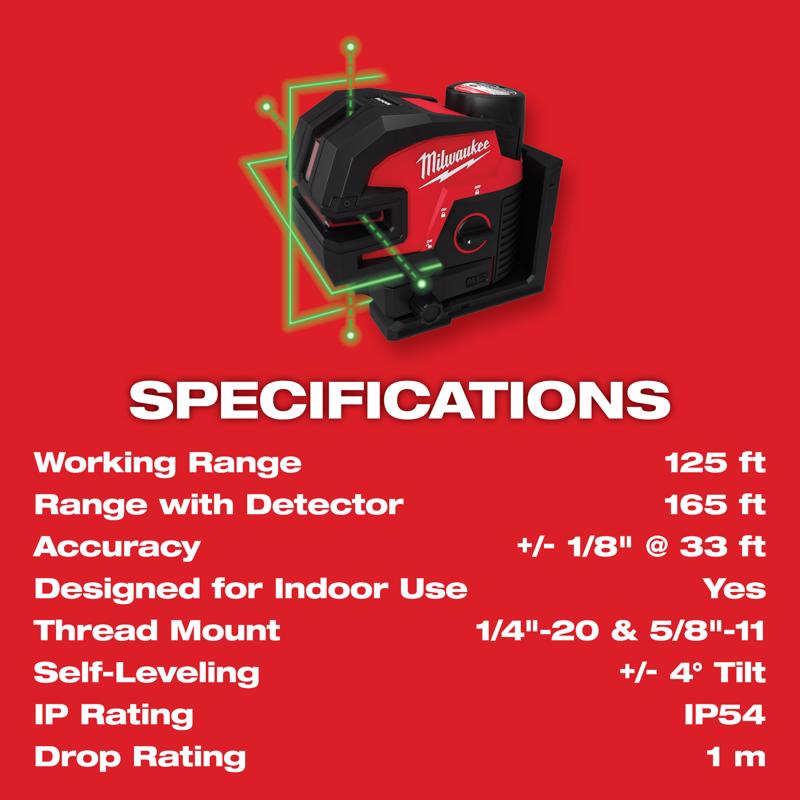 Milwaukee M12 2 beam Self Leveling Cross-Line Laser Kit 165 ft.