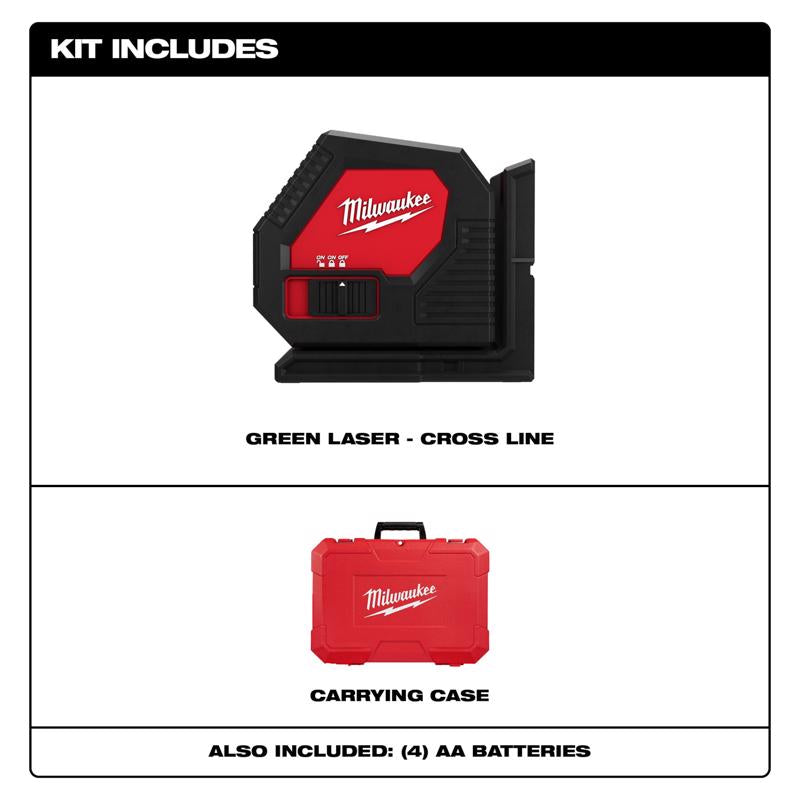 Milwaukee 2 beam Self Leveling Green Cross-Line Laser 165 ft.