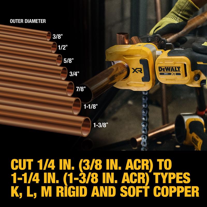 DeWalt 20V MAX XR 1-1/4 in. Copper Tubing Cutter Black/Yellow