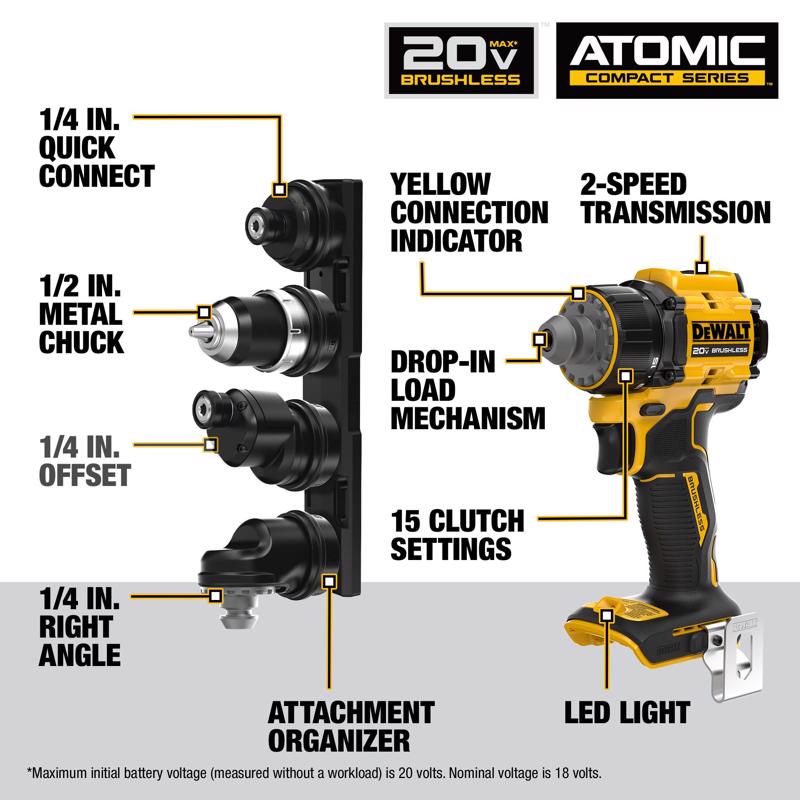 DeWalt 20V MAX Atomic 1/2 in. Brushless Cordless 5-In-1 Drill Tool Only