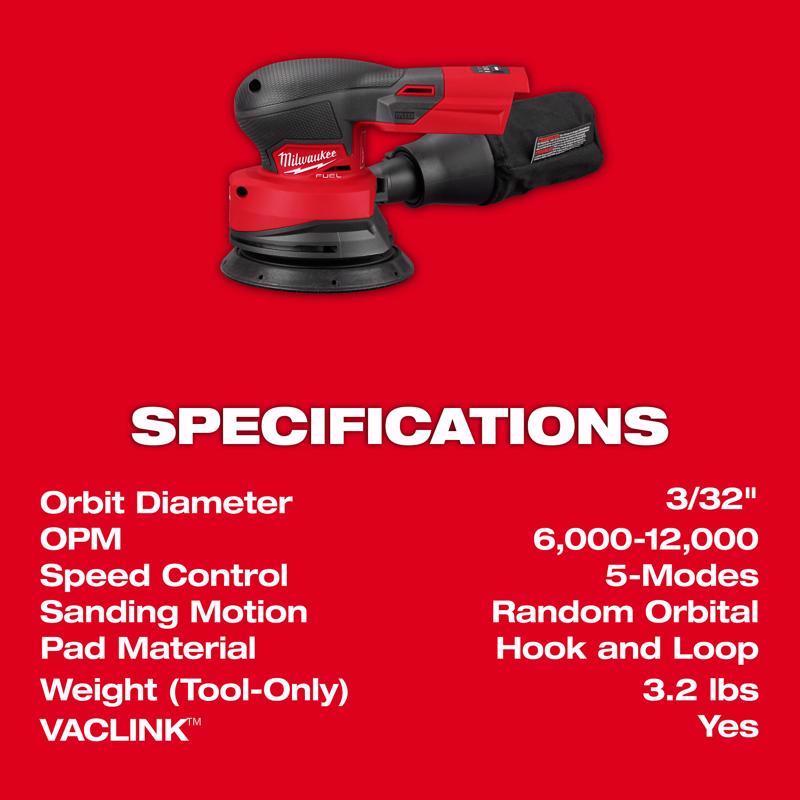 Milwaukee M18 FUEL Cordless Random Orbit Sander Tool Only