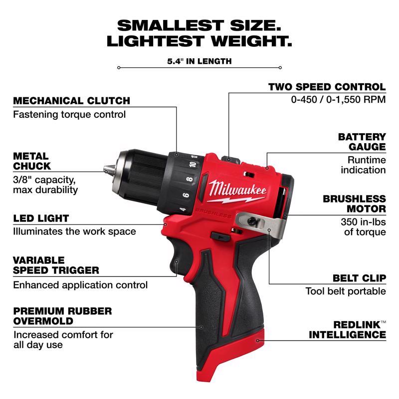Milwaukee M12 Cordless Brushless 2 Tool Combo Kit