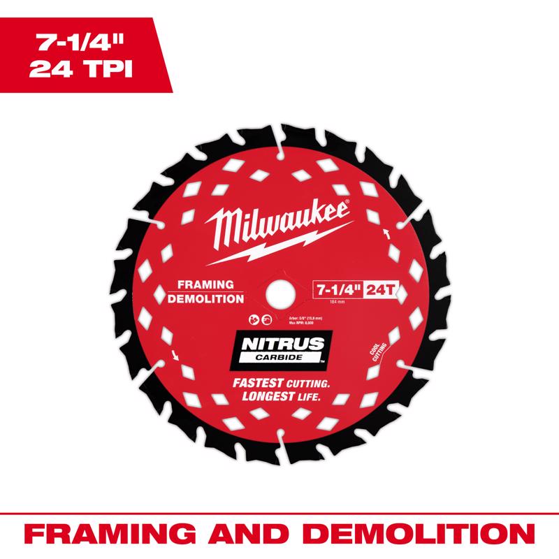 Milwaukee NITRUS Carbide 7-1/4 in. D Framing & Demolition Circular Saw Blade