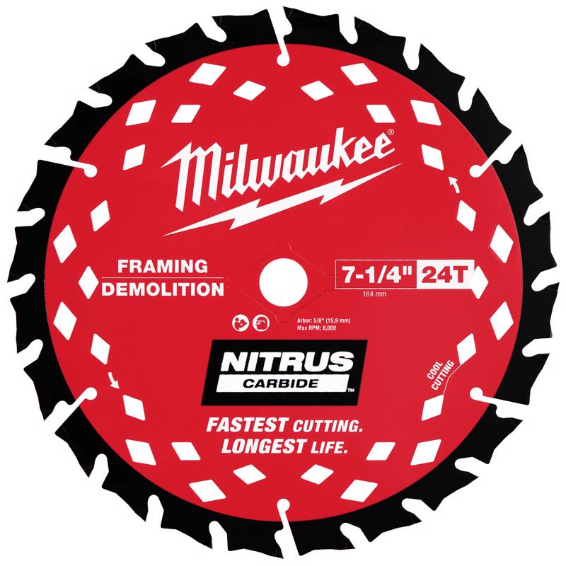 Milwaukee NITRUS Carbide 7-1/4 in. D Framing & Demolition Circular Saw Blade