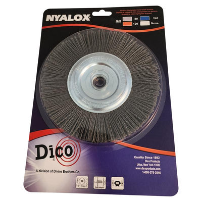Dico Nyalox 6 in. Coarse Crimped Mandrel Mounted Wheel Brush Nylon 4500 rpm