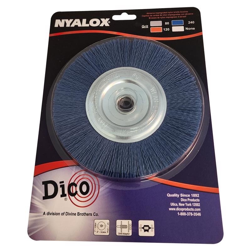 Dico Nyalox 6 in. Fine Crimped Mandrel Mounted Wheel Brush Nylon 4500 rpm