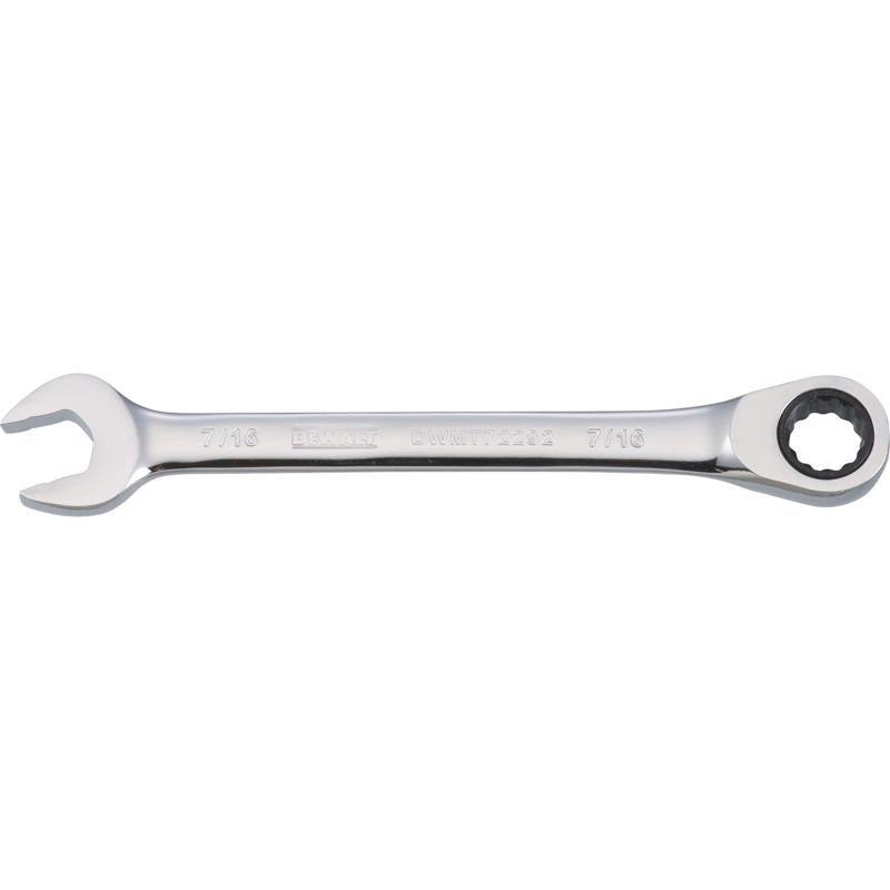 DeWalt 7/16 in. X 7/16 in. SAE Ratcheting Combination Wrench 5-25/32 in. L