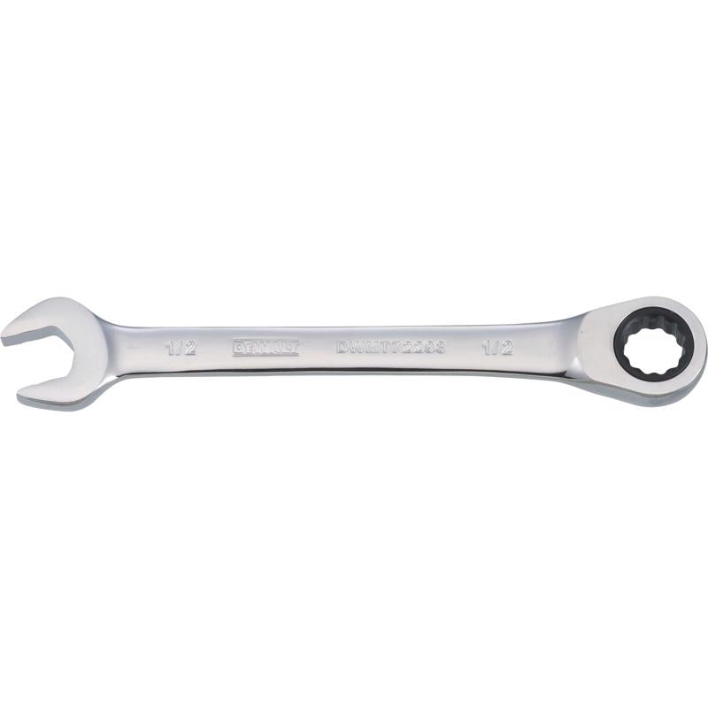 DeWalt 1/2 in. X 1/2 in. SAE Ratcheting Combination Wrench 6-5/32 in. L