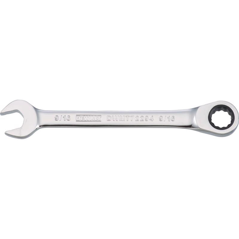 DeWalt 9/16 in. X 9/16 in. SAE Ratcheting Combination Wrench 7-5/32 in. L