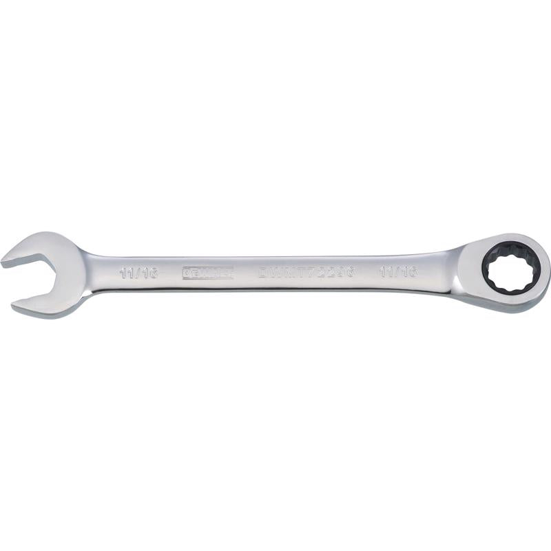 DeWalt 11/16 in. X 11/16 in. 12 Point SAE Ratcheting Combination Wrench 8-25/32 in. L