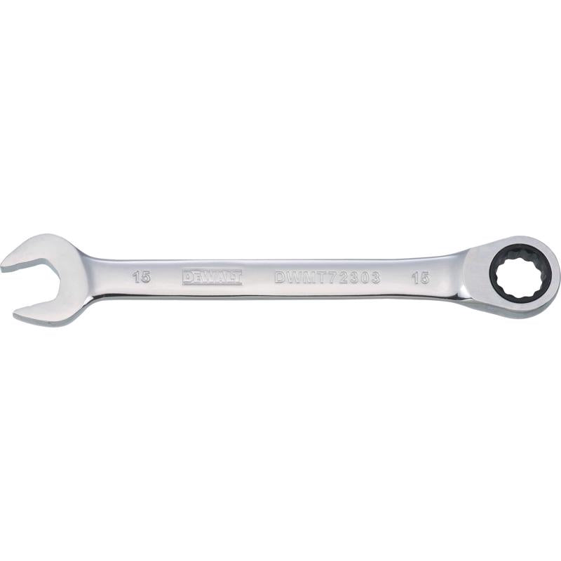 DeWalt 15 mm X 15 mm 12 Point Metric Ratcheting Combination Wrench 7-9/16 in. L