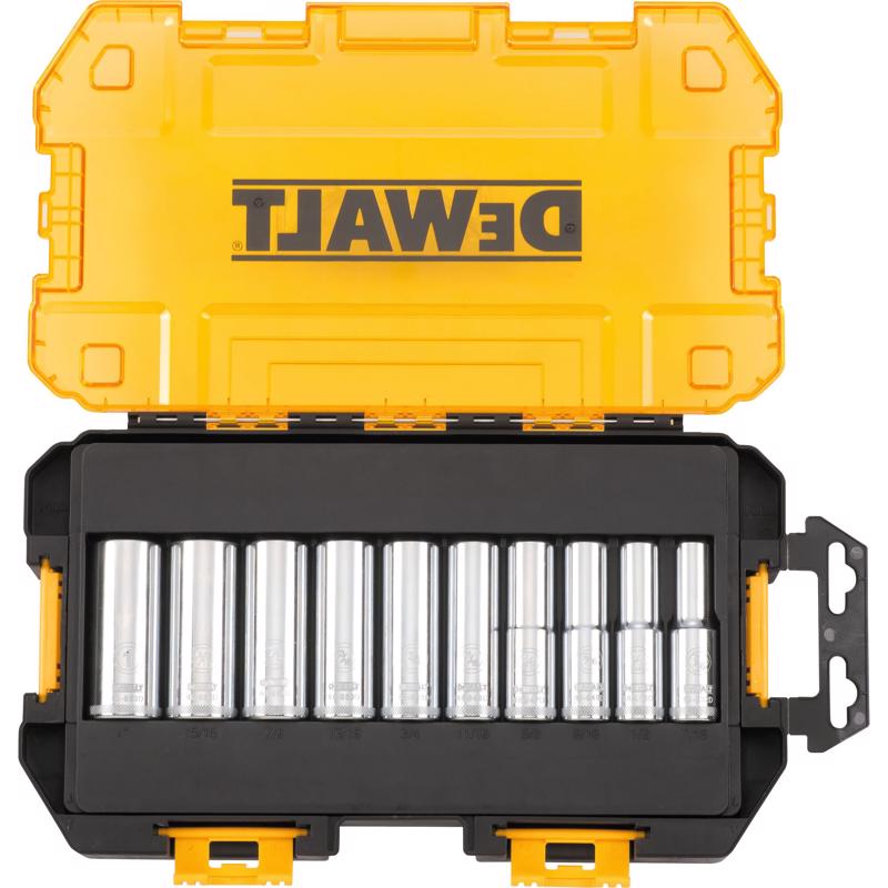 DeWalt 1/2 in. drive SAE 6 Point Deep Socket Set 10 pc
